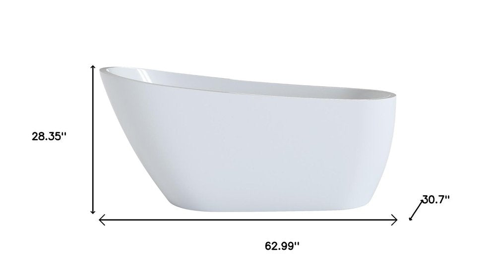 White Acrylic Oval Bath Tub - 63-inch