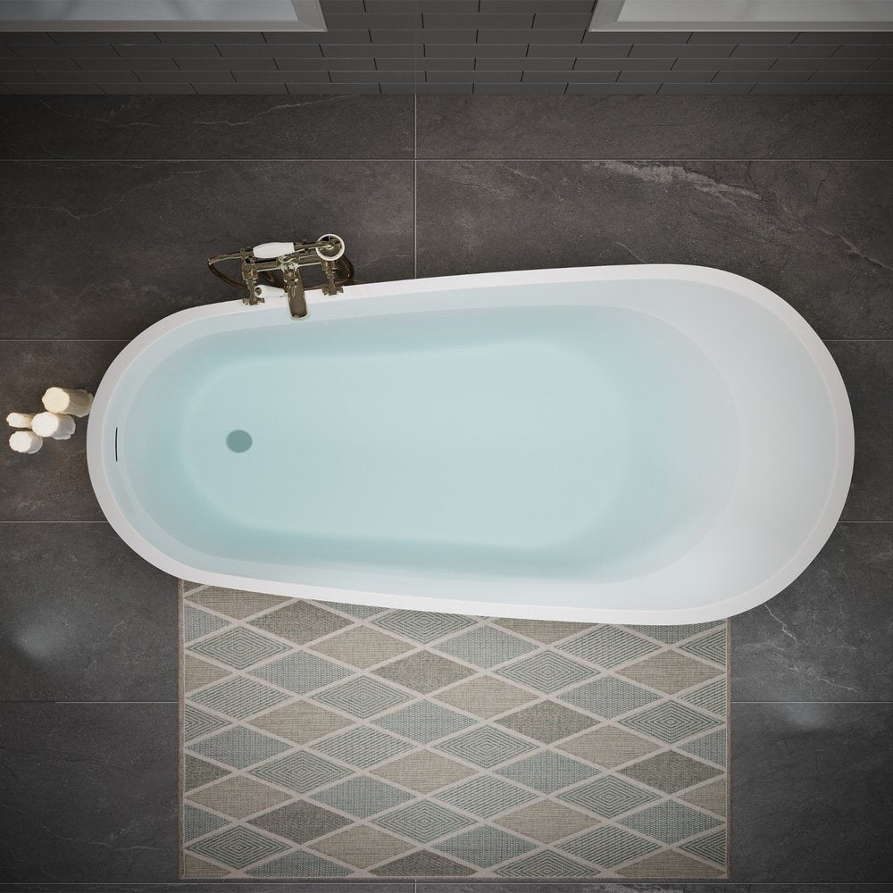 White Acrylic Oval Bath Tub - 63-inch