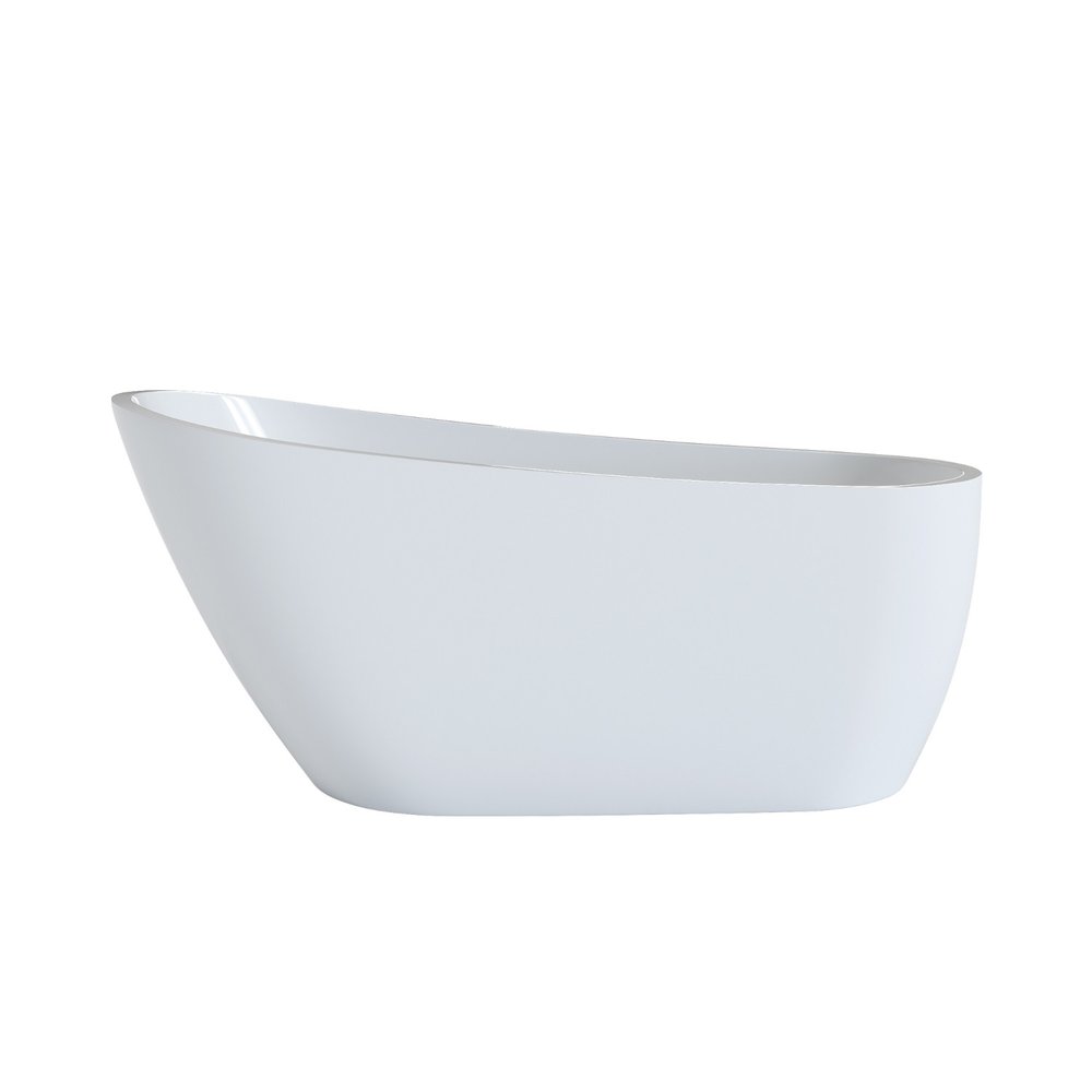 White Acrylic Oval Bath Tub - 63-inch
