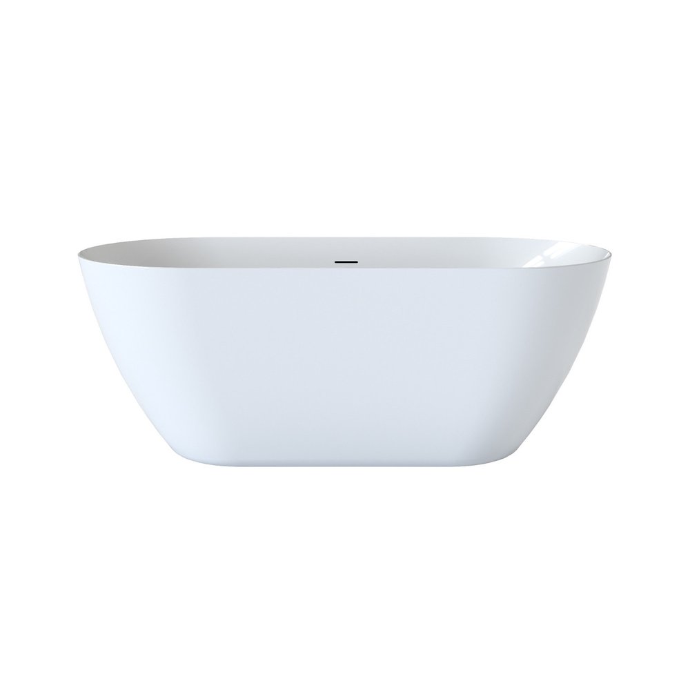 White Acrylic Oval Bath Tub - 55-inch