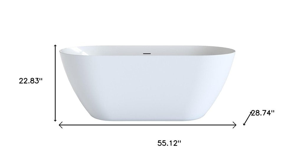 White Acrylic Oval Bath Tub - 55-inch