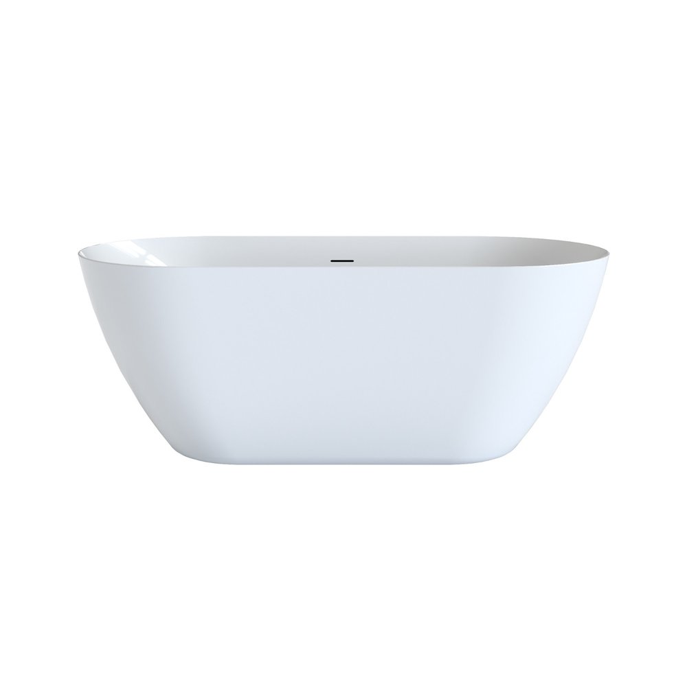 White Acrylic Oval Bath Tub - 55-inch