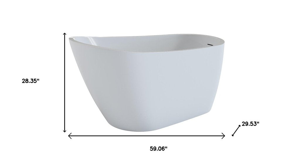 White Acrylic Oval Bath Tub - 59-inch