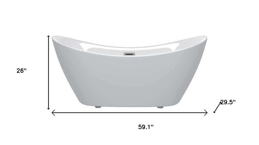 White Acrylic Oval Bath Tub - 59-inch