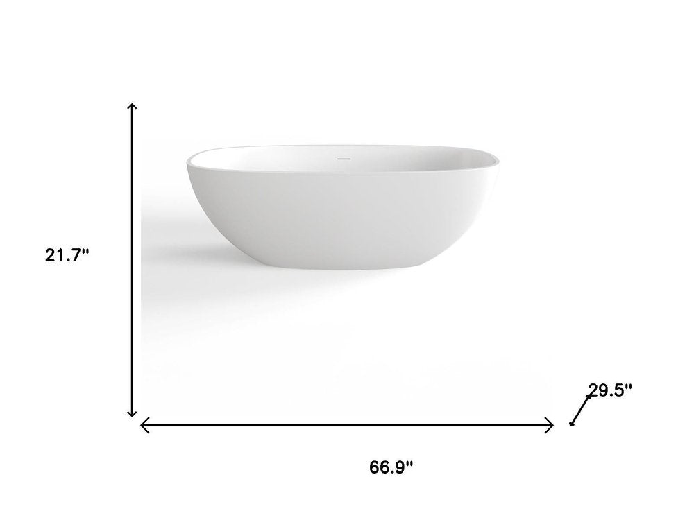 White Acrylic Oval Bath Tub - 67-inch