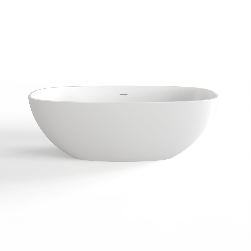 White Acrylic Oval Bath Tub - 67-inch