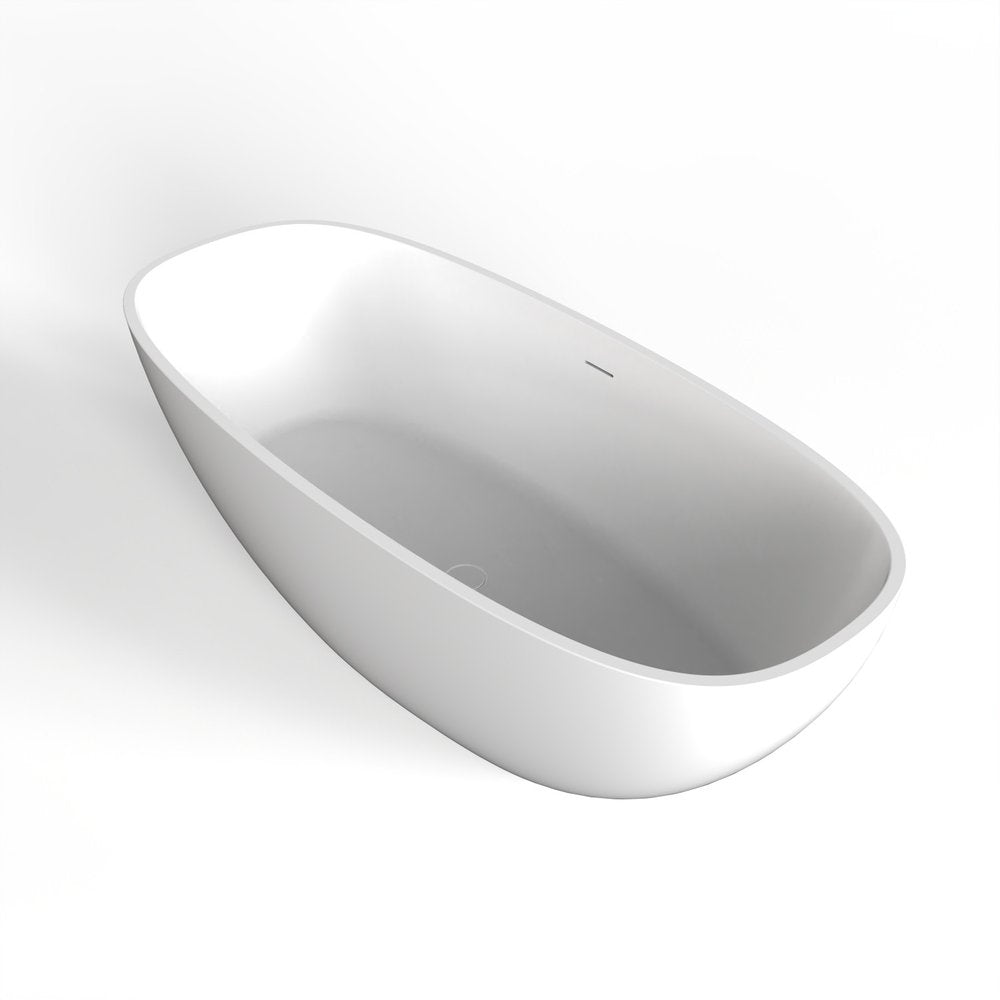 White Acrylic Oval Bath Tub - 67-inch