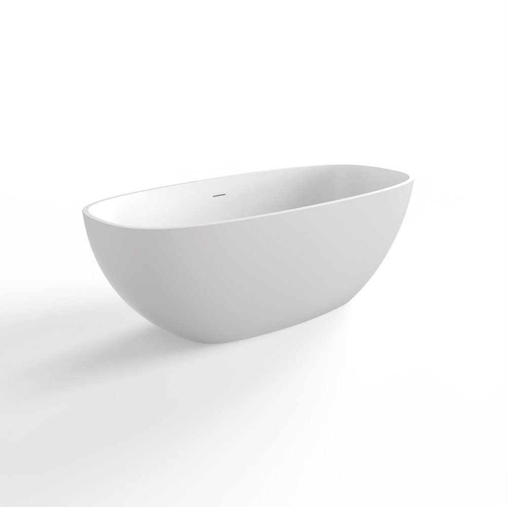 White Acrylic Oval Bath Tub - 67-inch