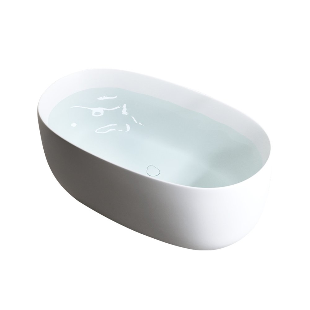 White Acrylic Oval Bath Tub - 47-inch