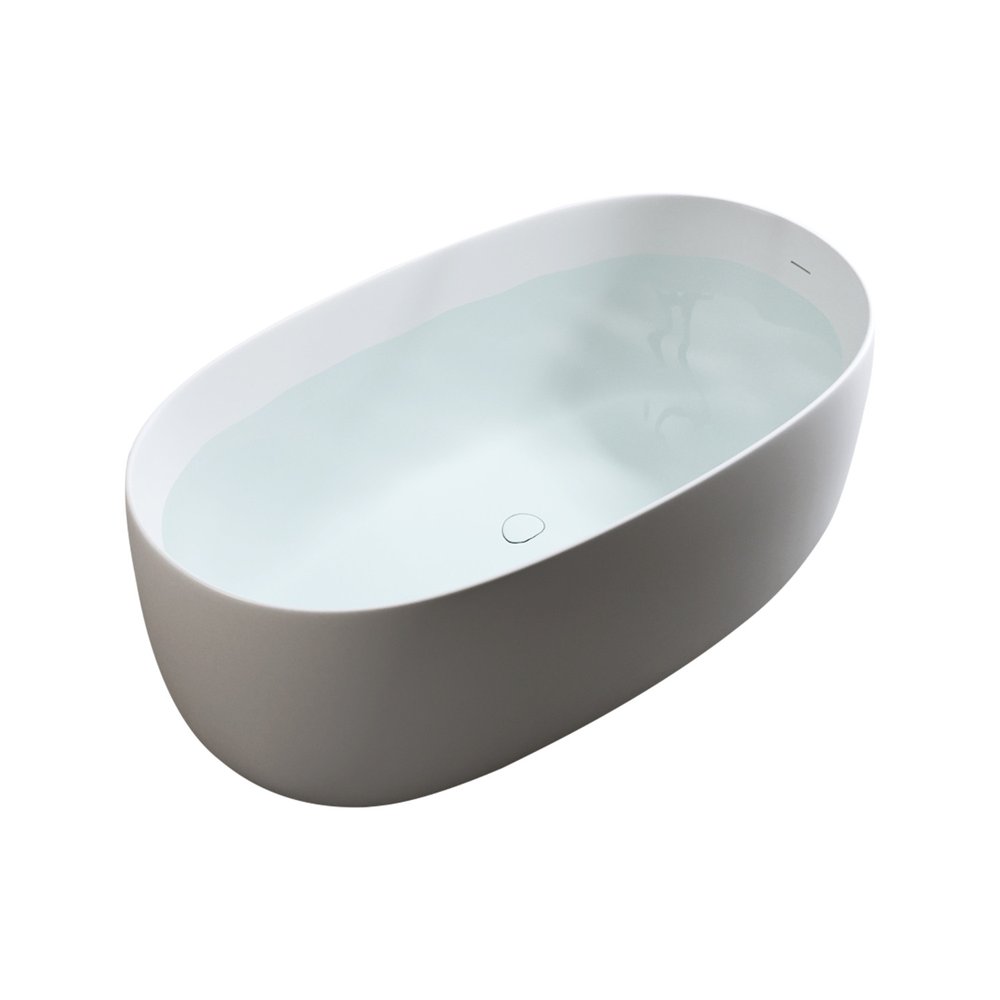 White Acrylic Oval Bath Tub - 47-inch