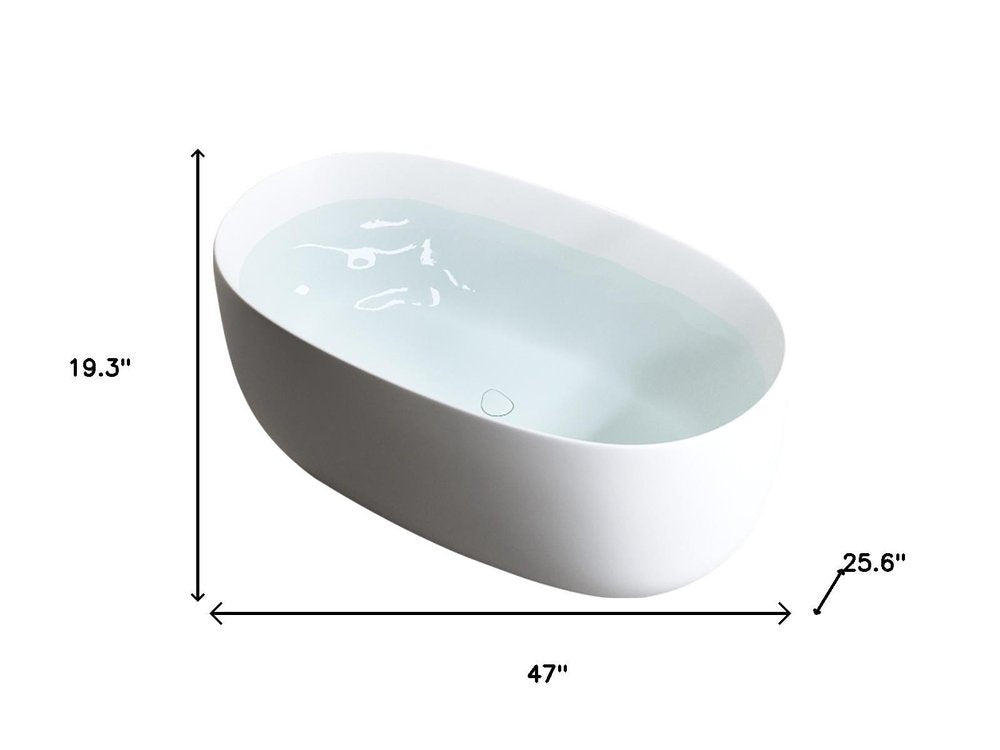 White Acrylic Oval Bath Tub - 47-inch