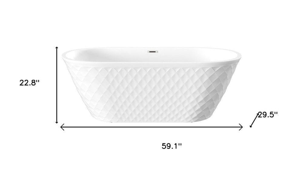 White Acrylic Oval Bath Tub - 59-inch