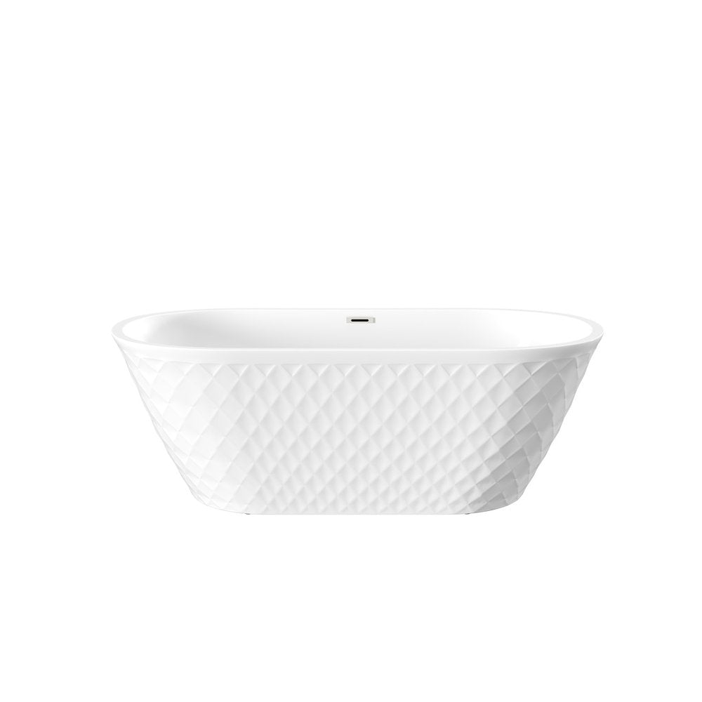 White Acrylic Oval Bath Tub - 59-inch