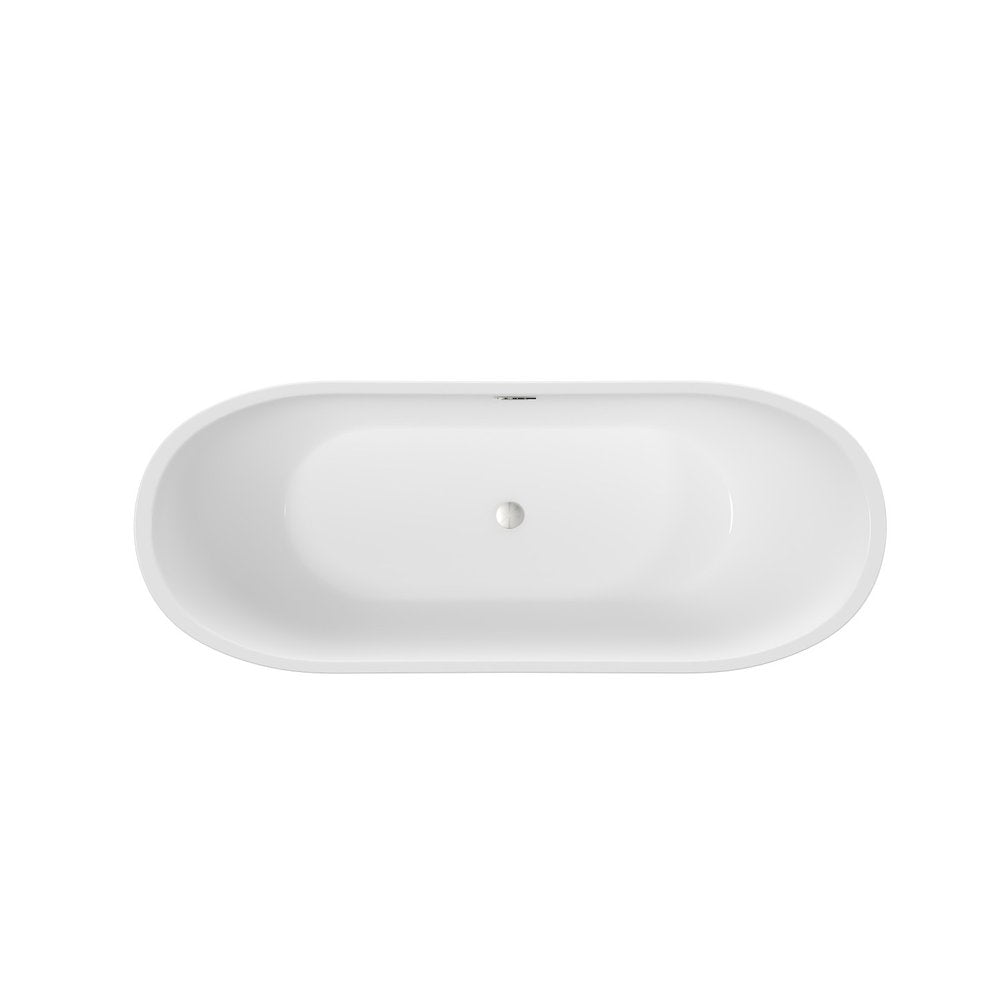 White Acrylic Oval Bath Tub - 59-inch