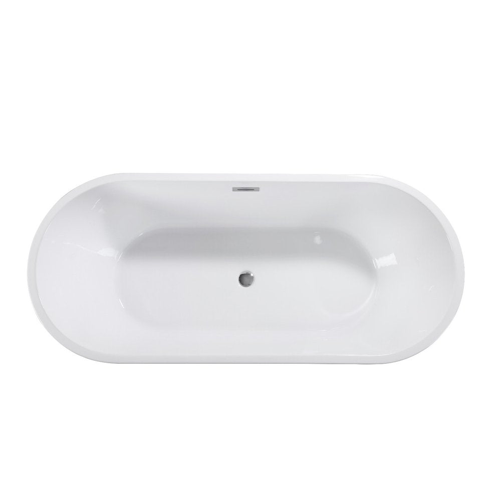 White Acrylic Oval Bath Tub - 55-inch