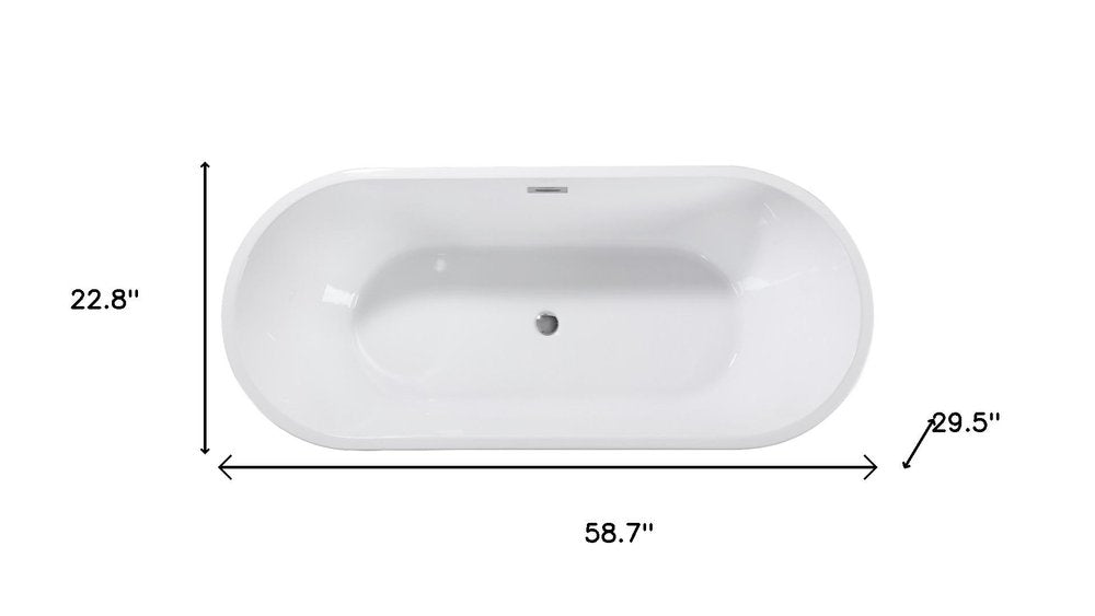 White Acrylic Oval Bath Tub - 59-inch