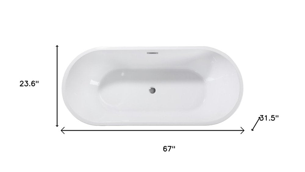 White Acrylic Oval Bath Tub - 67-inch