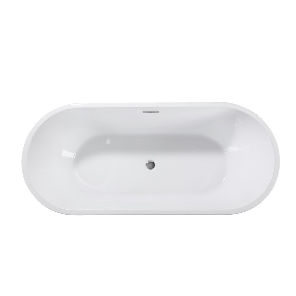 White Acrylic Oval Bath Tub - 67-inch