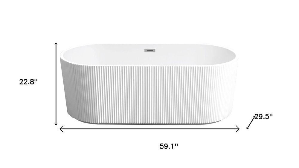 White Acrylic Oval Bath Tub - 59-inch