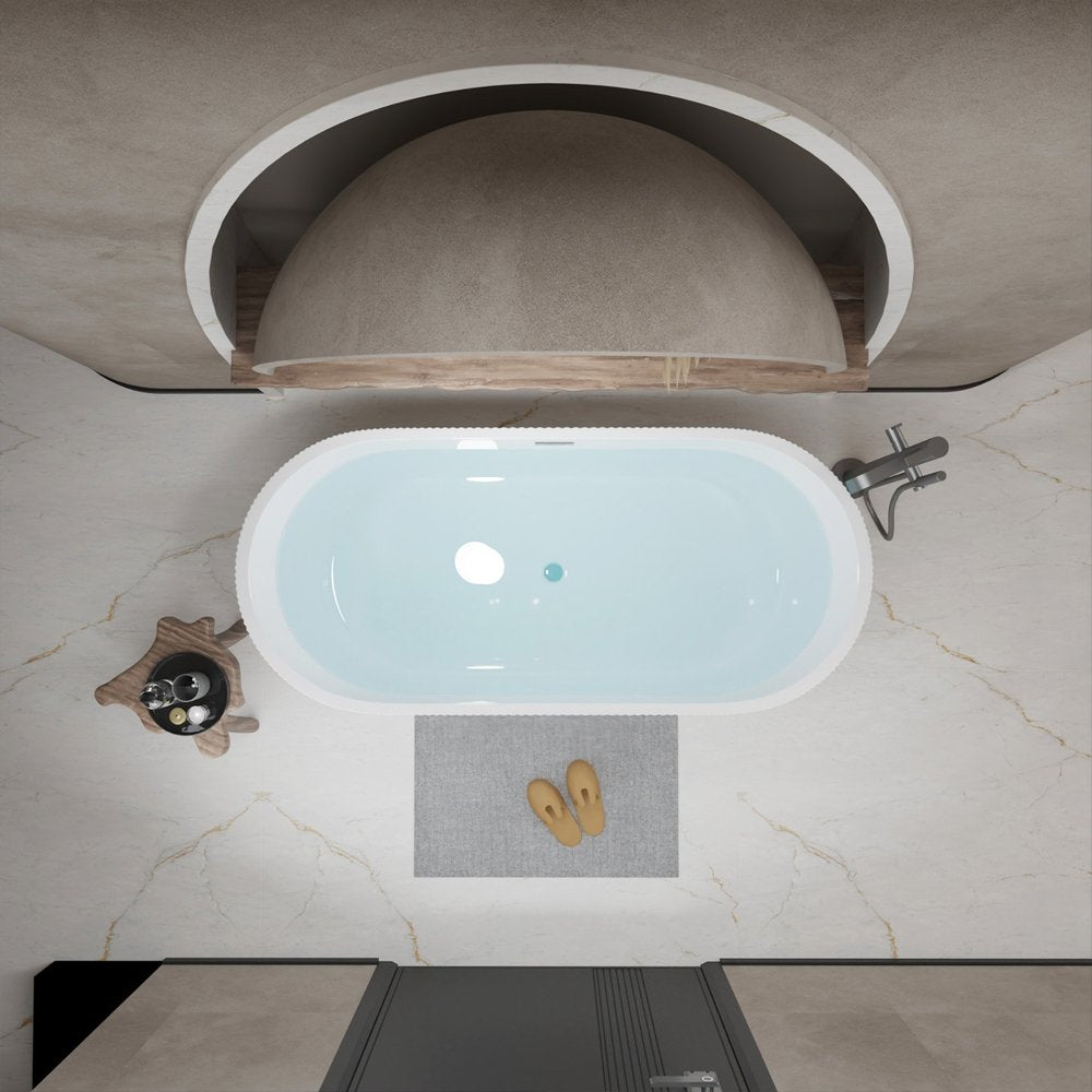 White Acrylic Oval Bath Tub - 59-inch