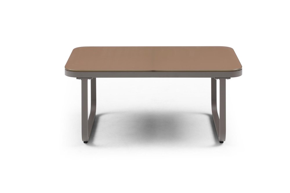 Four Piece Gray and Taupe Metal Upholstered Cushions Sofa Seating Group with Table