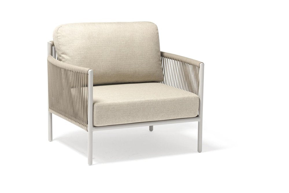 Four Piece Light Gray and Taupe Metal Upholstered Cushions Sofa Seating Group with Table