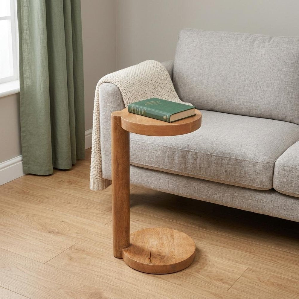 Natural Distressed Solid Wood Round End Table - 24-inch