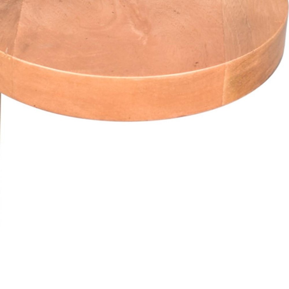 Natural Distressed Solid Wood Round End Table - 24-inch