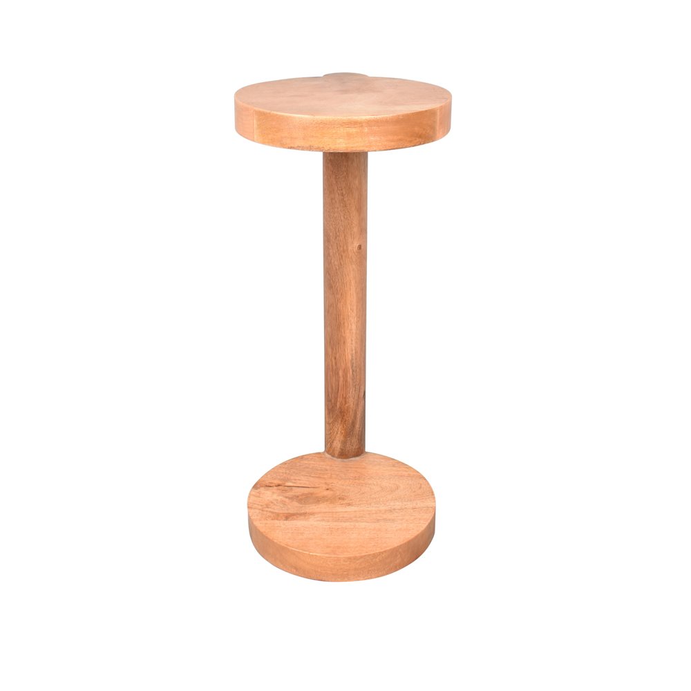 Natural Distressed Solid Wood Round End Table - 24-inch