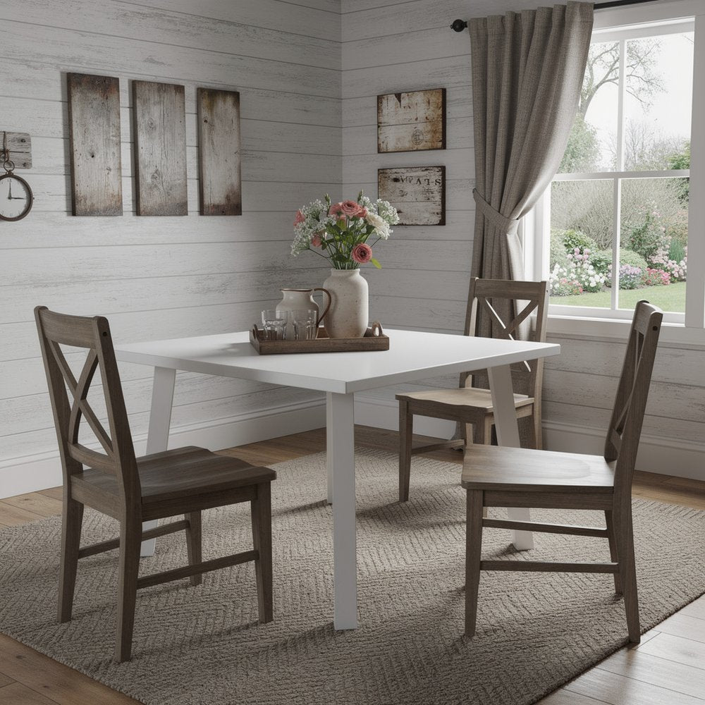 White Aluminum Square Outdoor Dining Table - 39-inch