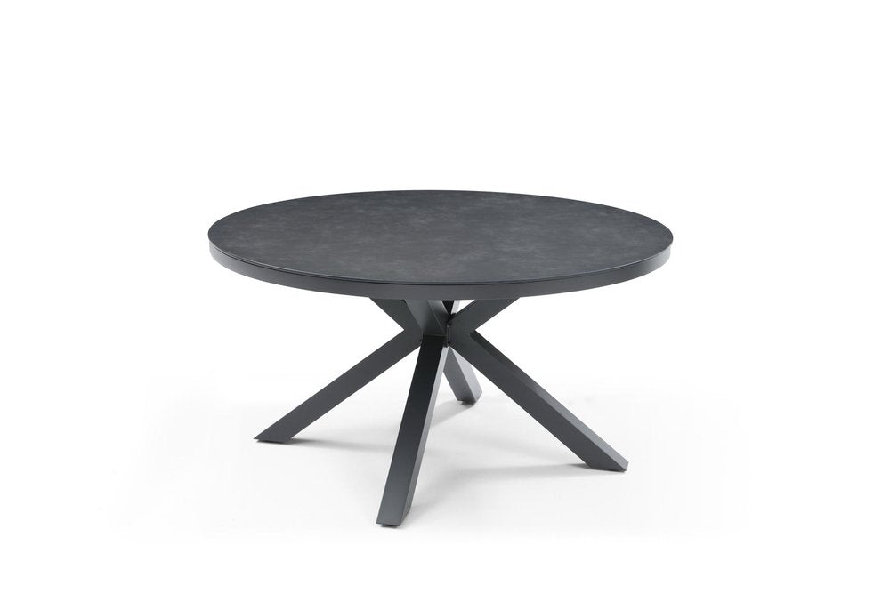 Dark Gray Ceramic Glass and Aluminum Round Outdoor Dining Table - 55-inch