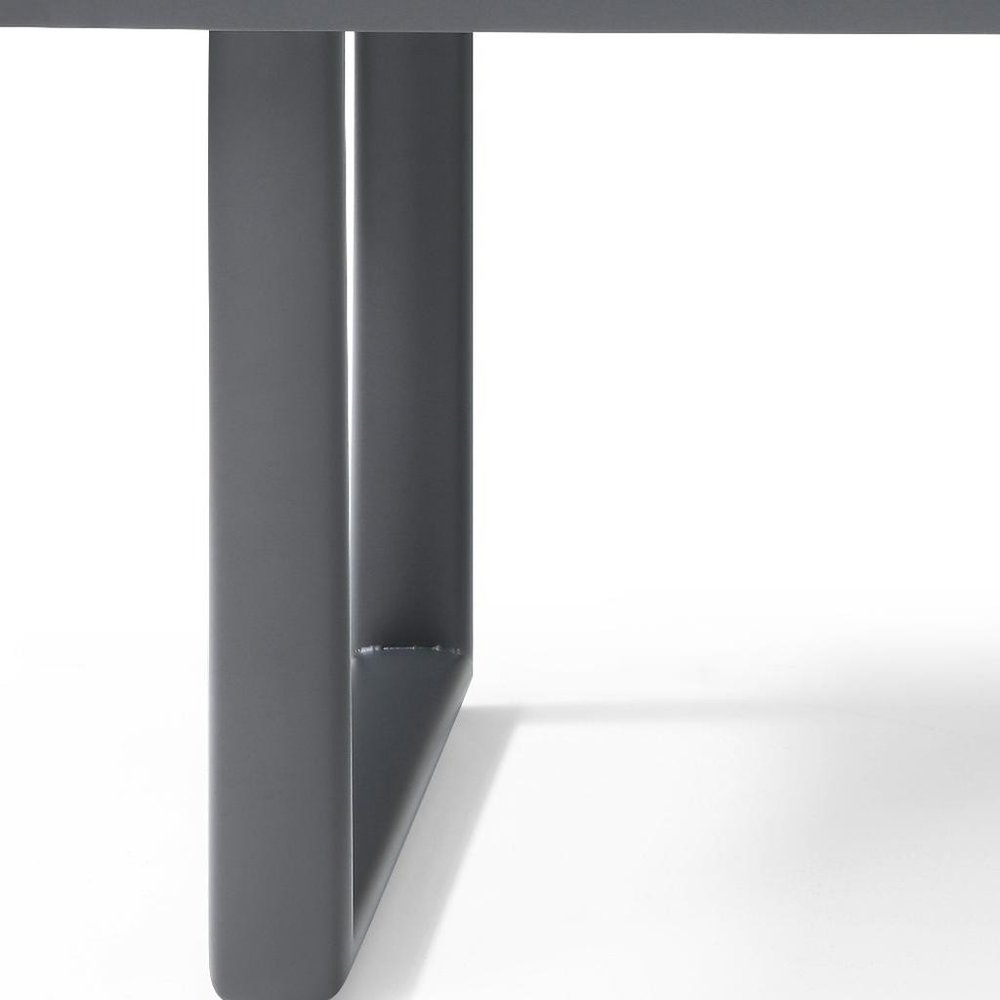 Dark Gray Ceramic Steel and Aluminum Outdoor Dining Table - 79-inch
