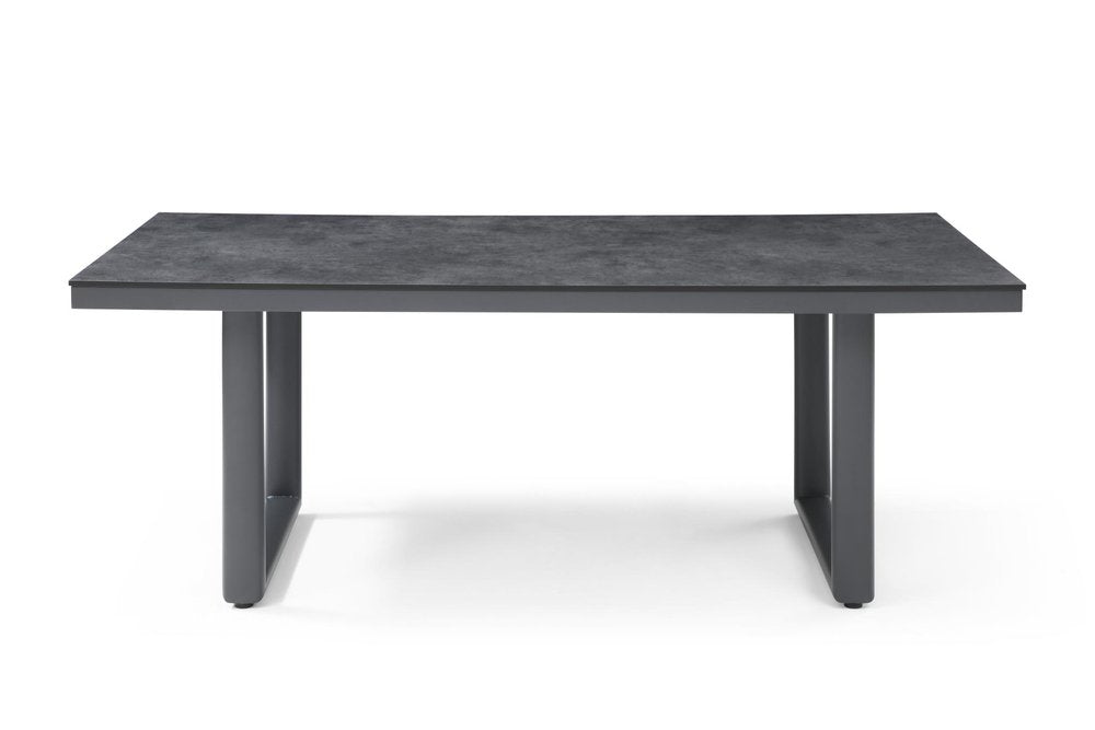 Dark Gray Ceramic Steel and Aluminum Outdoor Dining Table - 79-inch