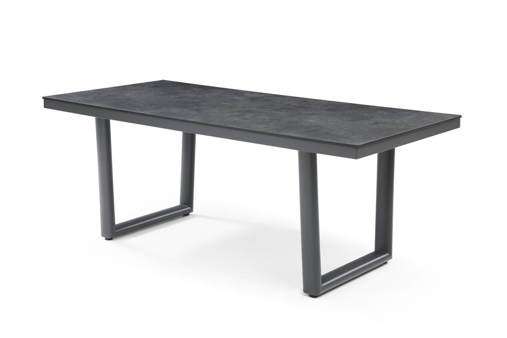 Dark Gray Ceramic Steel and Aluminum Outdoor Dining Table - 79-inch