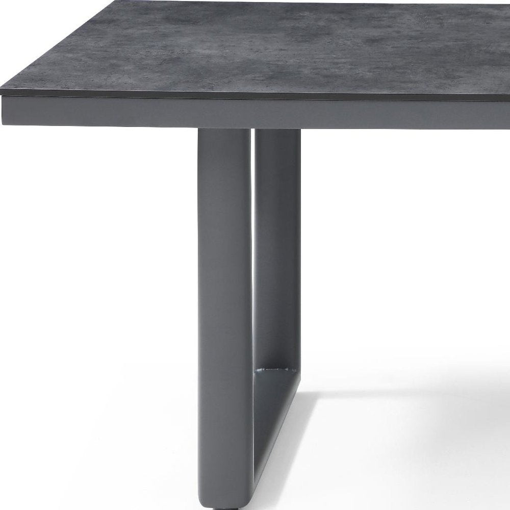 Dark Gray Ceramic Steel and Aluminum Outdoor Dining Table - 79-inch
