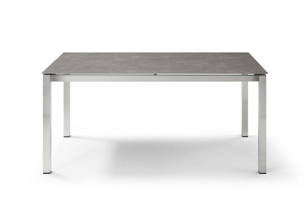 Dark Gray and Silver Ceramic Glass and Stainless Steel Outdoor Dining Table
