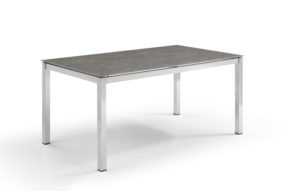 Dark Gray and Silver Ceramic Glass and Stainless Steel Outdoor Dining Table