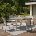 Dark Gray and Silver Ceramic Glass and Stainless Steel Outdoor Dining Table