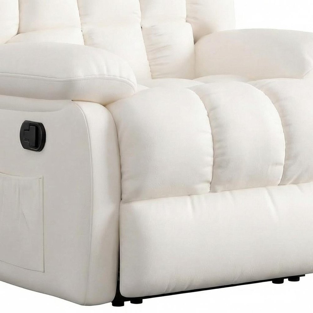 White Faux Leather Manual Recliner - 39-inch