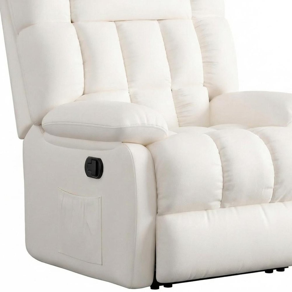 White Faux Leather Manual Recliner - 39-inch