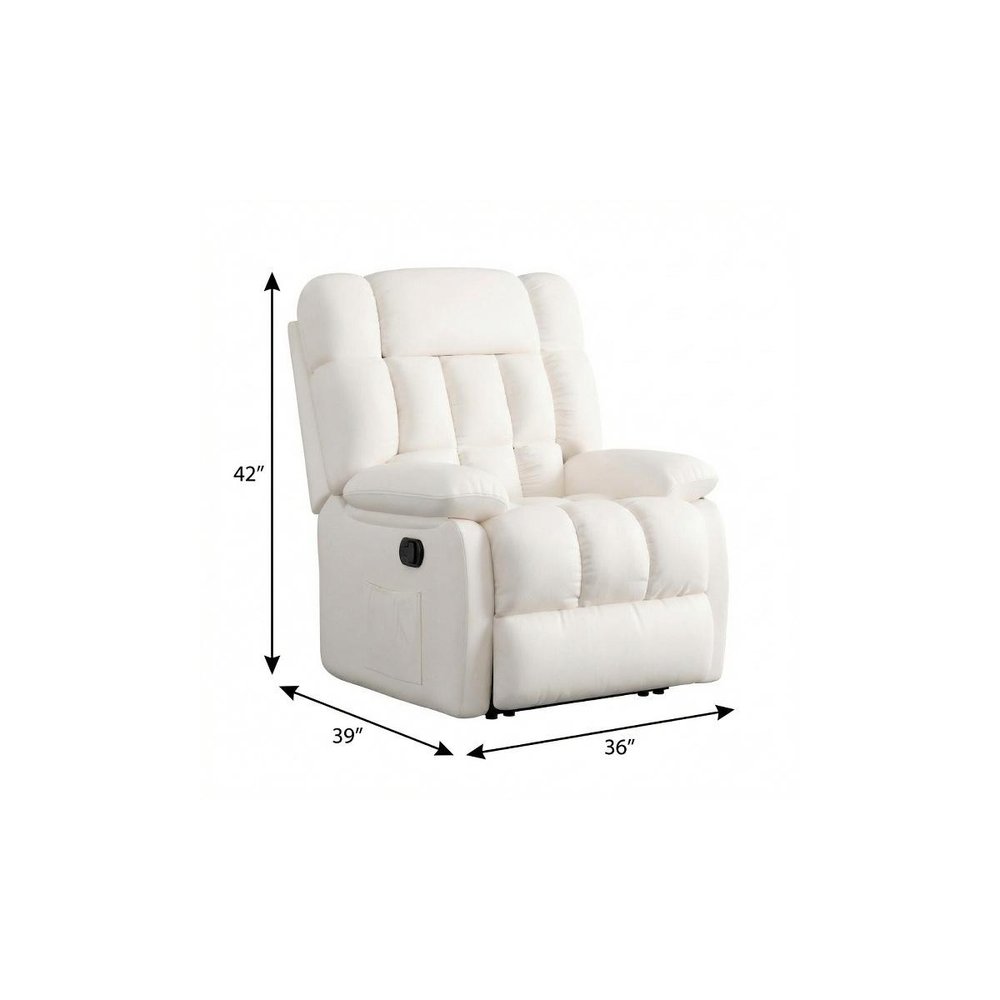 White Faux Leather Manual Recliner - 39-inch