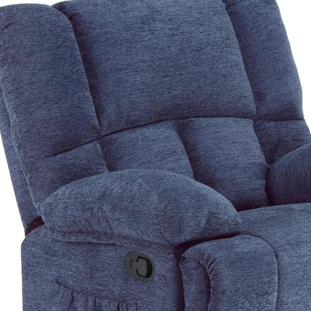 Blue Polyester Blend Manual Recliner - 39-inch
