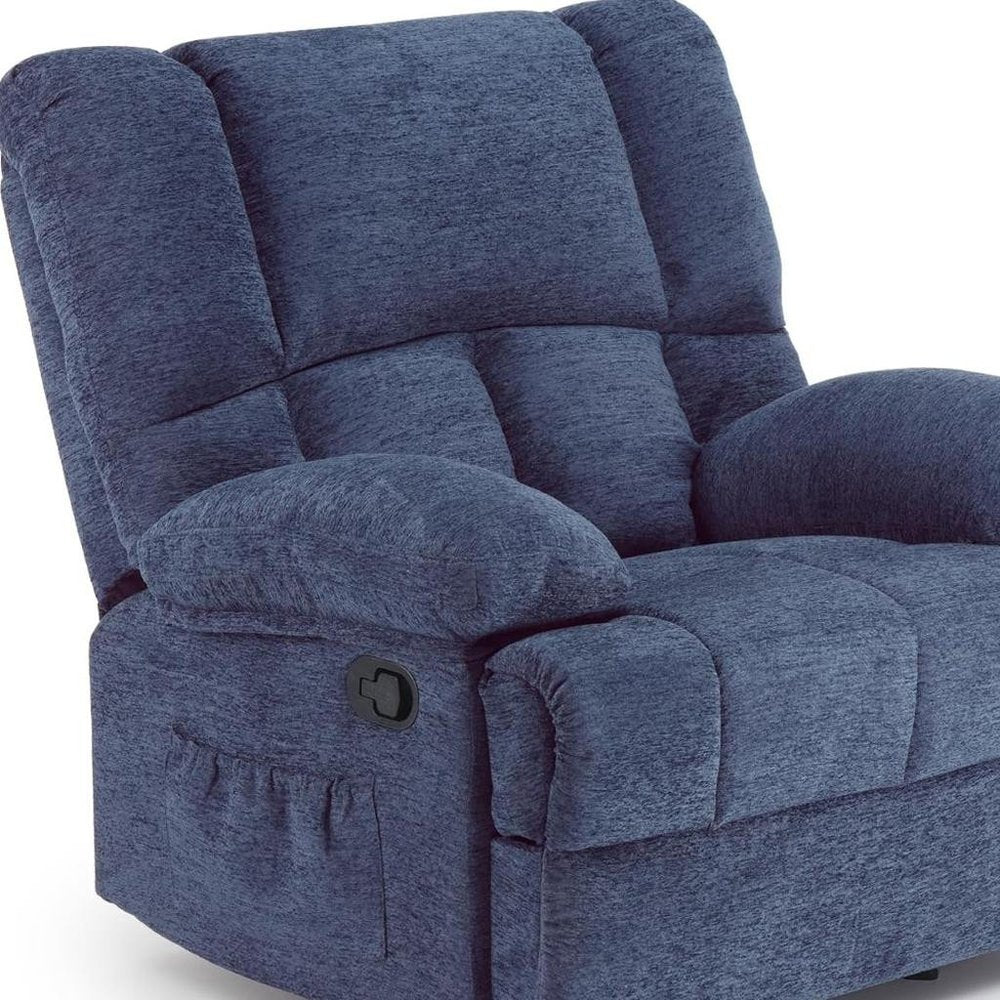 Blue Polyester Blend Manual Recliner - 39-inch