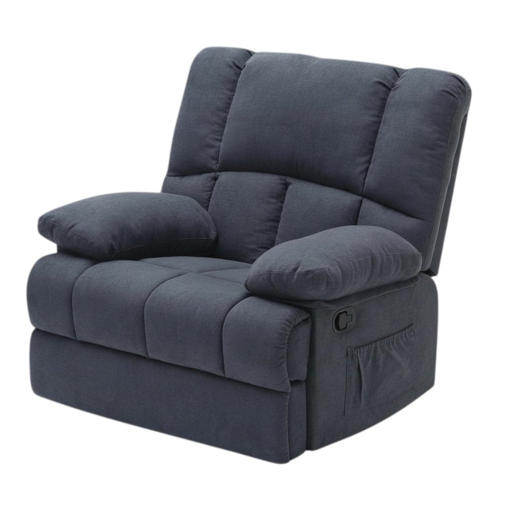 Blue Polyester Blend Manual Recliner - 39-inch