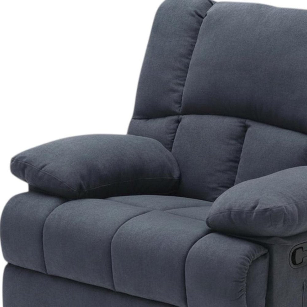 Blue Polyester Blend Manual Recliner - 39-inch