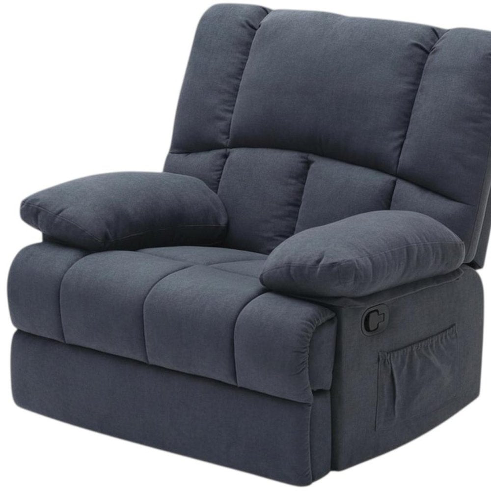 Blue Polyester Blend Manual Recliner - 39-inch