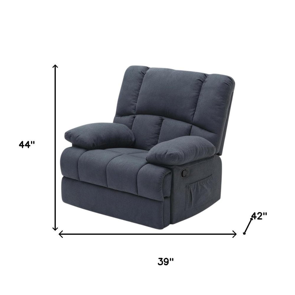 Blue Polyester Blend Manual Recliner - 39-inch