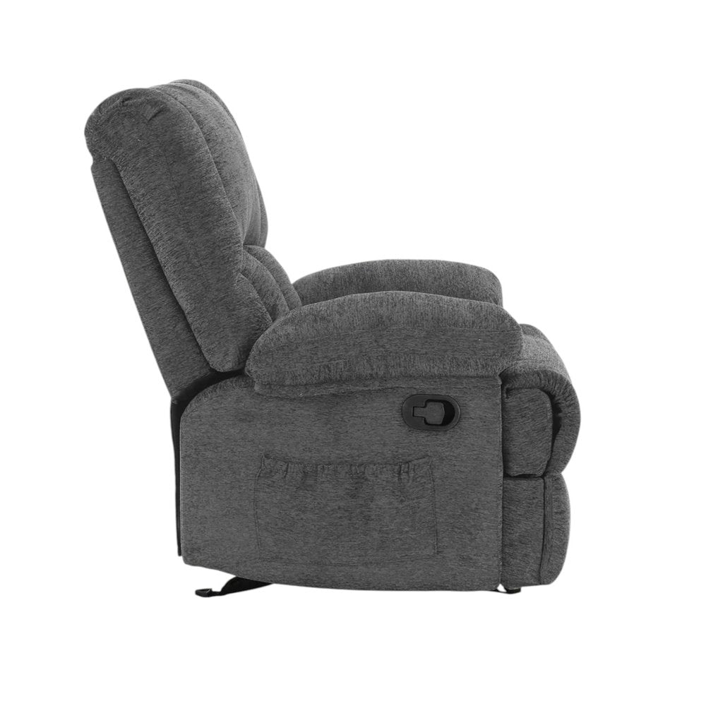 Gray Polyester Blend Manual Recliner - 39-inch