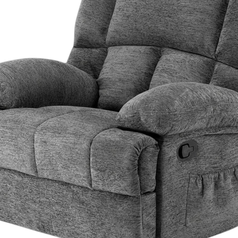 Gray Polyester Blend Manual Recliner - 39-inch