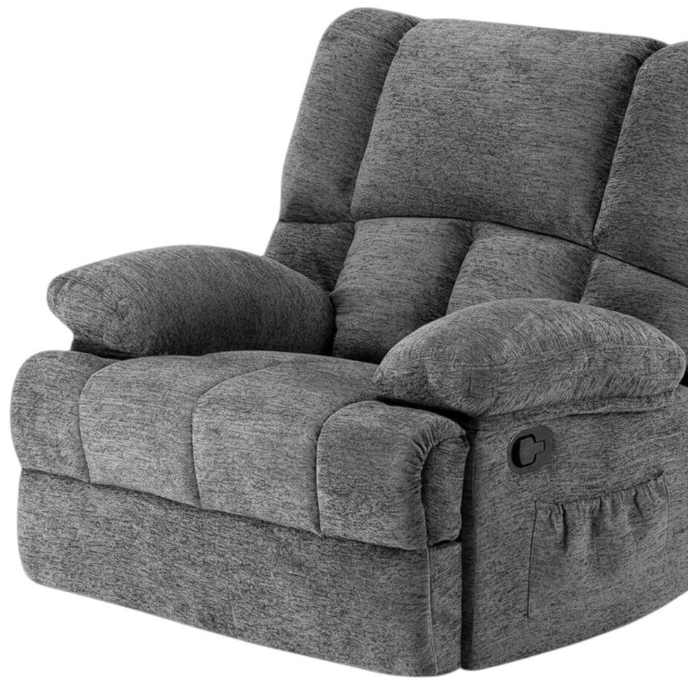 Gray Polyester Blend Manual Recliner - 39-inch